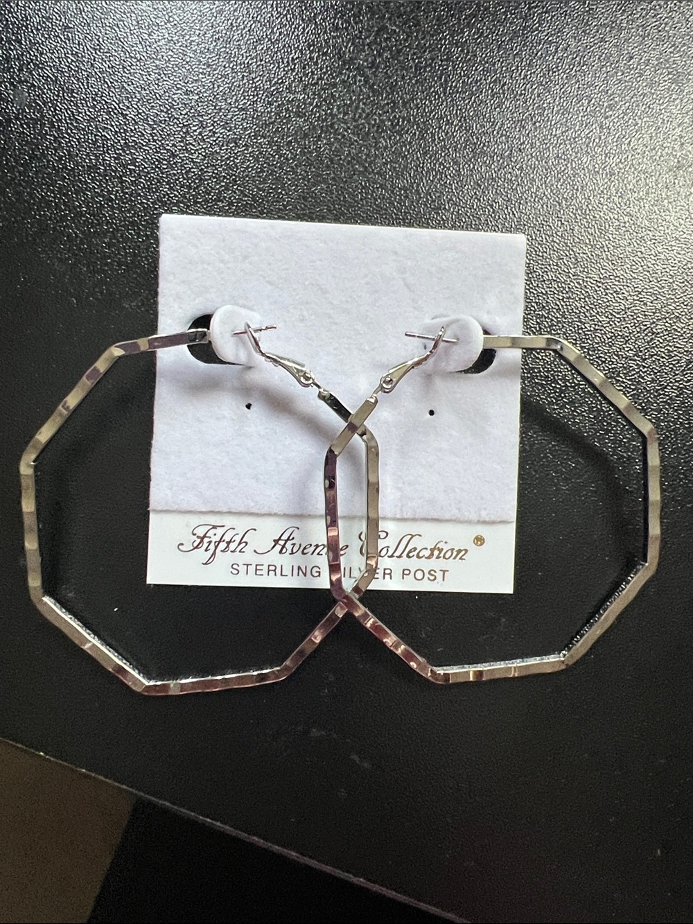 Fifth Avenue Collection Silver Octagon Hoop Earrings